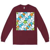 Burgundy stars school seamless pattern Long Sleeve Tee - BundleAndBundleShop
