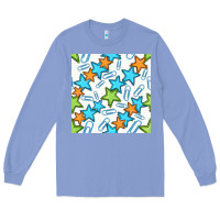 Colony Blue stars school seamless pattern Long Sleeve Tee - BundleAndBundleShop