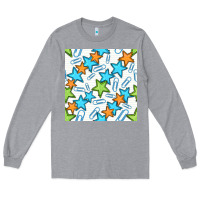 Heather Grey stars school seamless pattern Long Sleeve Tee - BundleAndBundleShop