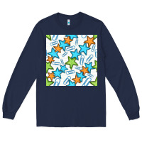 Navy stars school seamless pattern Long Sleeve Tee - BundleAndBundleShop