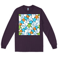 Plum stars school seamless pattern Long Sleeve Tee - BundleAndBundleShop