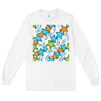 White stars school seamless pattern Long Sleeve Tee - BundleAndBundleShop