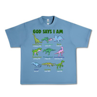 Pebble Blue god says i am dinosaurs Urban Heavy Tee - JahusDesignShop