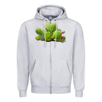 Heather Grey desert prickly pear cactus Zipper Hoodie - LillyAllenDesigns