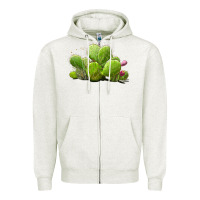 Oatmeal Heather desert prickly pear cactus Zipper Hoodie - LillyAllenDesigns