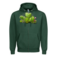 Sports Green desert prickly pear cactus Zipper Hoodie - LillyAllenDesigns
