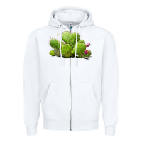 White desert prickly pear cactus Zipper Hoodie - LillyAllenDesigns