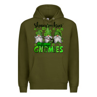 Army Green shamrockin' with my gnomies st patrick's day Premium Hoodie - Jasminsmagicworld