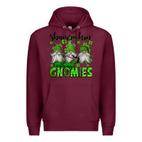 Burgundy shamrockin' with my gnomies st patrick's day Premium Hoodie - Jasminsmagicworld