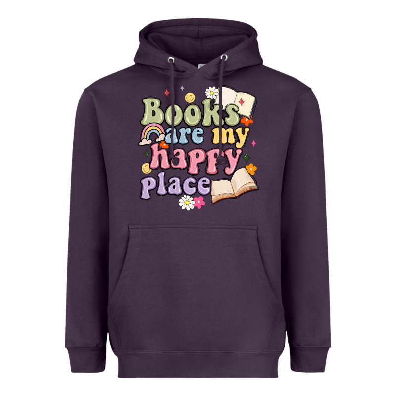 Books Are My Happy Place Heavyweight Hoodie by MaliasSmallBusiness | Teevron