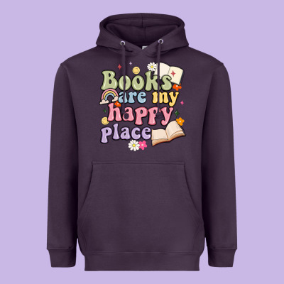 Books Are My Happy Place Heavyweight Hoodie Designed By Maliassmallbusiness