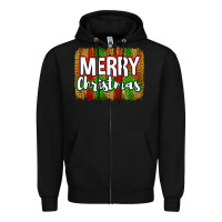 Black merry christmas brushstroke Zipper Hoodie - Jasminsmagicworld