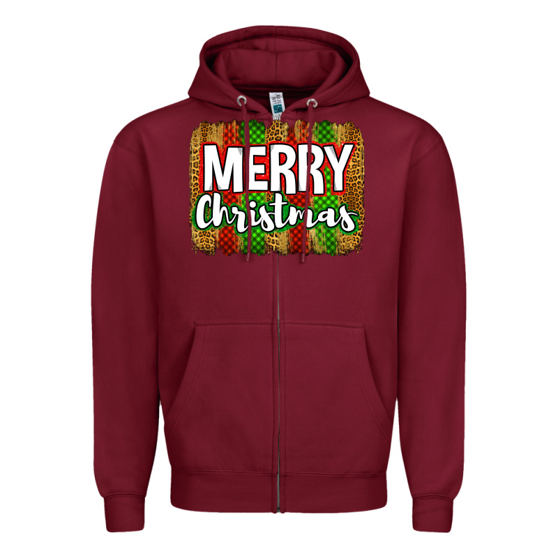 Merry Christmas Brushstroke Zipper Hoodie by Jasminsmagicworld | Teevron