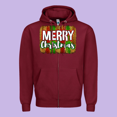 Merry Christmas Brushstroke Zipper Hoodie Designed By Jasminsmagicworld