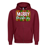 Burgundy merry christmas brushstroke Zipper Hoodie - Jasminsmagicworld