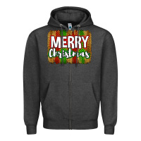 Charcoal Heather merry christmas brushstroke Zipper Hoodie - Jasminsmagicworld