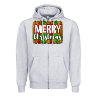 Heather Grey merry christmas brushstroke Zipper Hoodie - Jasminsmagicworld