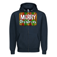 Navy merry christmas brushstroke Zipper Hoodie - Jasminsmagicworld