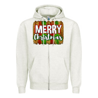 Oatmeal Heather merry christmas brushstroke Zipper Hoodie - Jasminsmagicworld