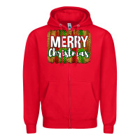 Red merry christmas brushstroke Zipper Hoodie - Jasminsmagicworld