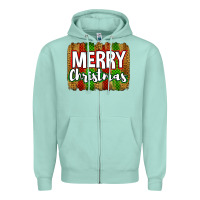 Seafoam merry christmas brushstroke Zipper Hoodie - Jasminsmagicworld