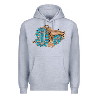 Heather Grey gemstone wood leopard patch Premium Hoodie - AdoDesignShop
