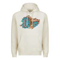 Oatmeal Heather gemstone wood leopard patch Premium Hoodie - AdoDesignShop