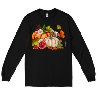 Black pumpkins daisies and fall leaf's ado Long Sleeve Tee - AdoDesignShop