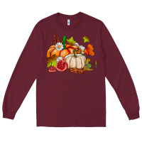 Burgundy pumpkins daisies and fall leaf's ado Long Sleeve Tee - AdoDesignShop