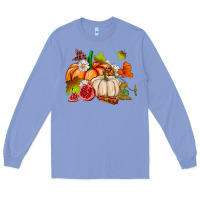 Colony Blue pumpkins daisies and fall leaf's ado Long Sleeve Tee - AdoDesignShop