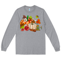 Heather Grey pumpkins daisies and fall leaf's ado Long Sleeve Tee - AdoDesignShop