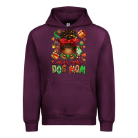 Mauve Wine santas favorite dog mom afro messy bun Urban Hoodie - texasbilliewilder