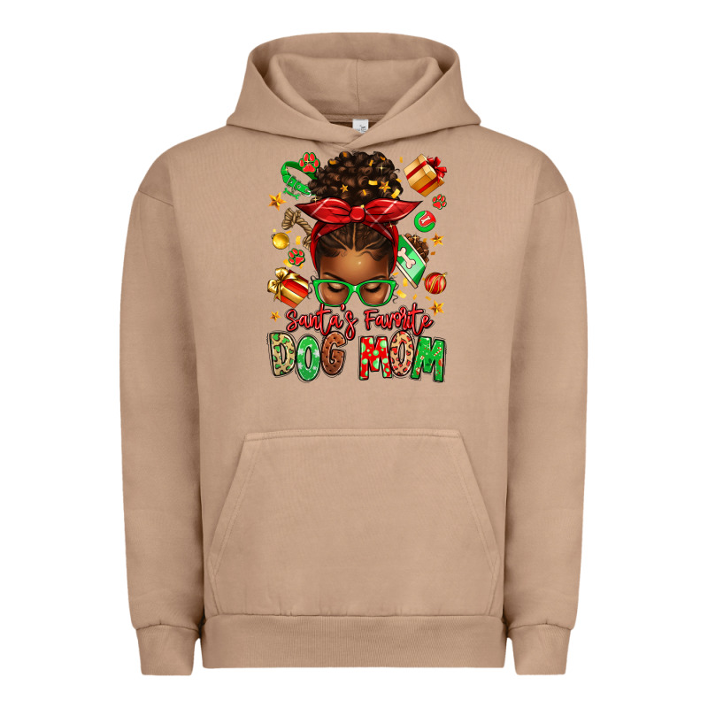 Santas Favorite Dog Mom Afro Messy Bun Urban Hoodie by texasbilliewilder | Teevron