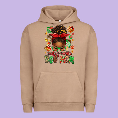 Santas Favorite Dog Mom Afro Messy Bun Urban Hoodie Designed By Texasbilliewilder
