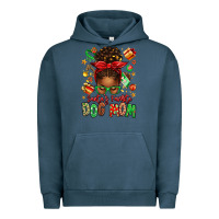 Pigment Midnight Navy santas favorite dog mom afro messy bun Urban Hoodie - texasbilliewilder