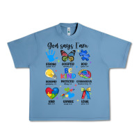 Pebble Blue god says i am autism Urban Heavy Tee - JahusDesignShop