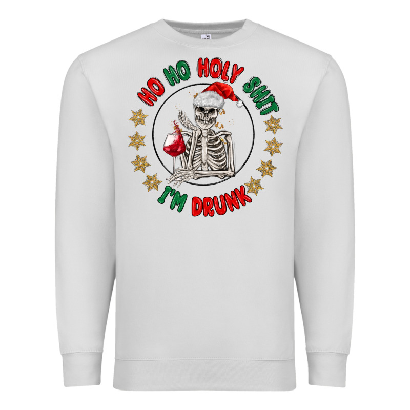 Ho Ho Holly Shit Skeleton Santa Premium Sweatshirt by MaliasSmallBusiness | Teevron