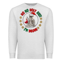 Oatmeal Heather ho ho holly shit skeleton santa Premium Sweatshirt - MaliasSmallBusiness