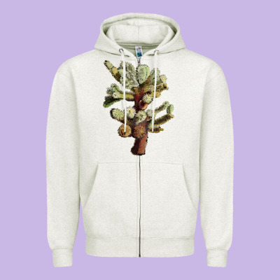Cholla Tree Cactus Zipper Hoodie Designed By Lillyallendesigns
