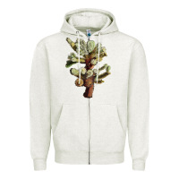 Oatmeal Heather cholla tree cactus Zipper Hoodie - LillyAllenDesigns