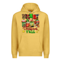 Antique Gold merry Christmas y'all gnome coffee Premium Hoodie - Jasminsmagicworld
