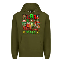 Army Green merry Christmas y'all gnome coffee Premium Hoodie - Jasminsmagicworld