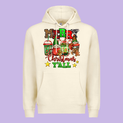 Merry Christmas Y'all Gnome Coffee Premium Hoodie Designed By Jasminsmagicworld