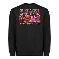 Black just  girl who loves valentines day Heavyweight Sweatshirt - RacoonDesign