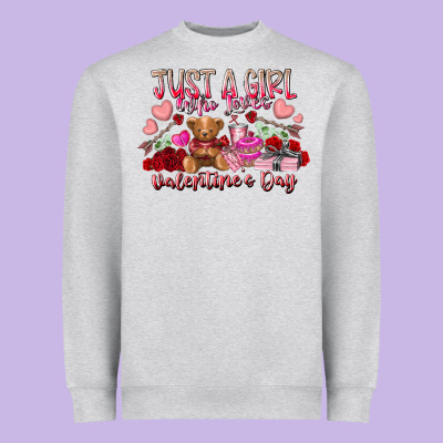 Just  Girl Who Loves Valentines Day Heavyweight Sweatshirt Designed By Racoondesign