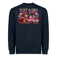 Navy just  girl who loves valentines day Heavyweight Sweatshirt - RacoonDesign