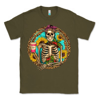 Army Green western skeleton coffee sunflowers Classic Tee - Artiststas