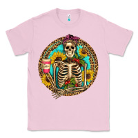 Bubblegum Pink western skeleton coffee sunflowers Classic Tee - Artiststas