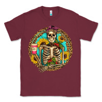 Burgundy western skeleton coffee sunflowers Classic Tee - Artiststas