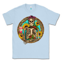 Dusty Blue western skeleton coffee sunflowers Classic Tee - Artiststas